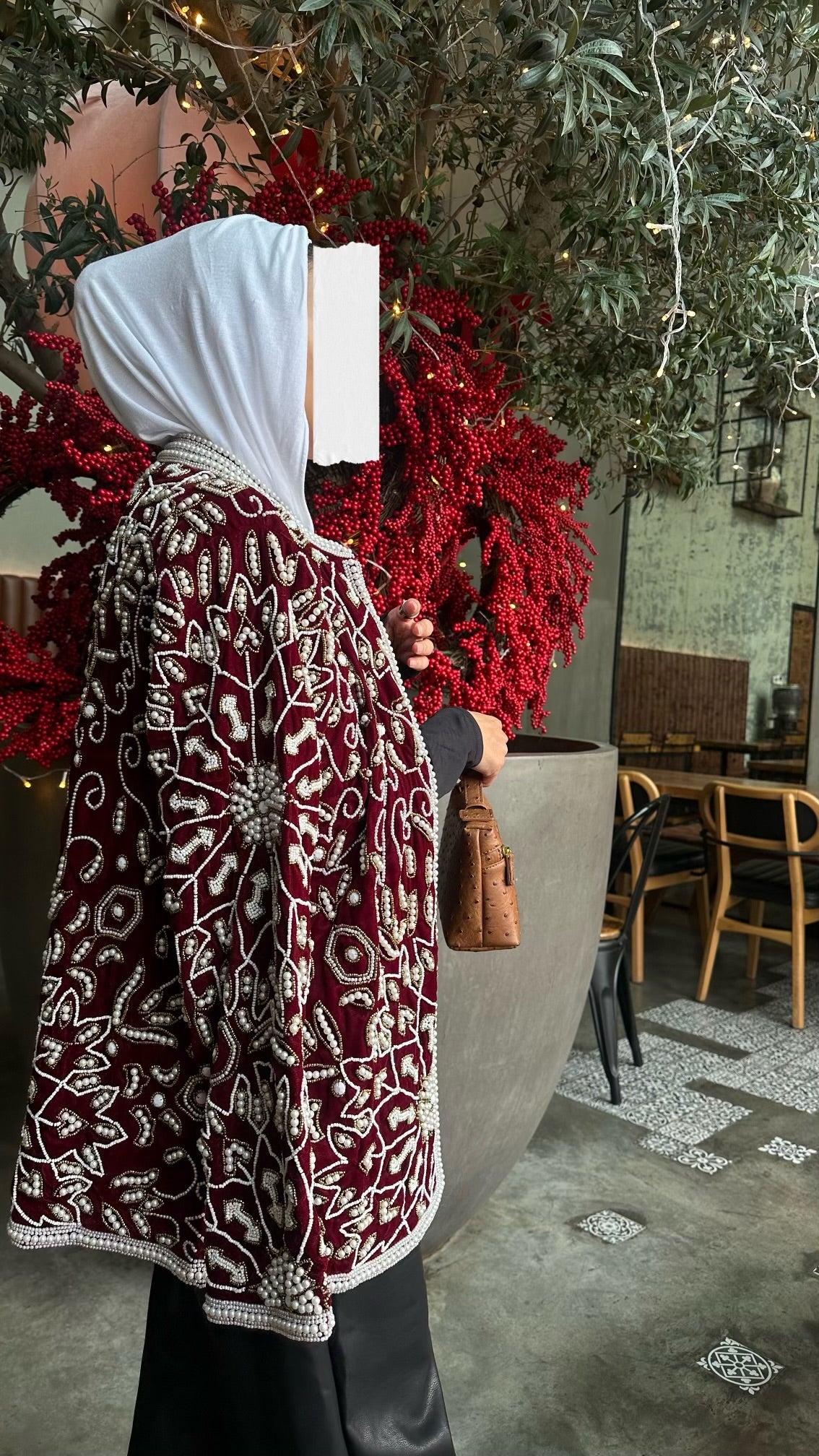 LUXURY BURGANDY PEARLS BLAZER