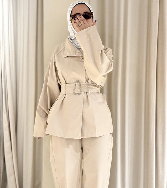 BEIGE TRENCH SET