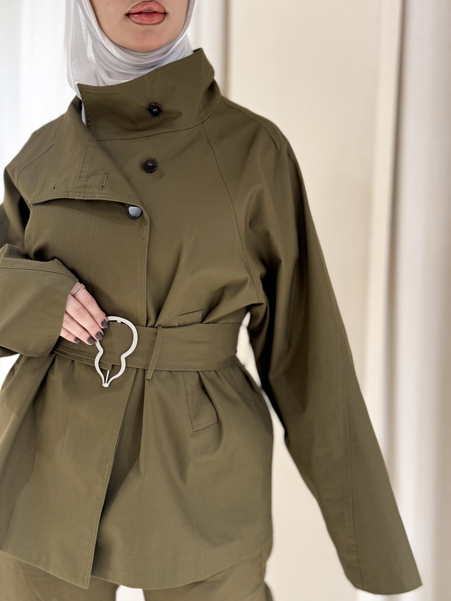 OLIVE GREEN TRENCH SET